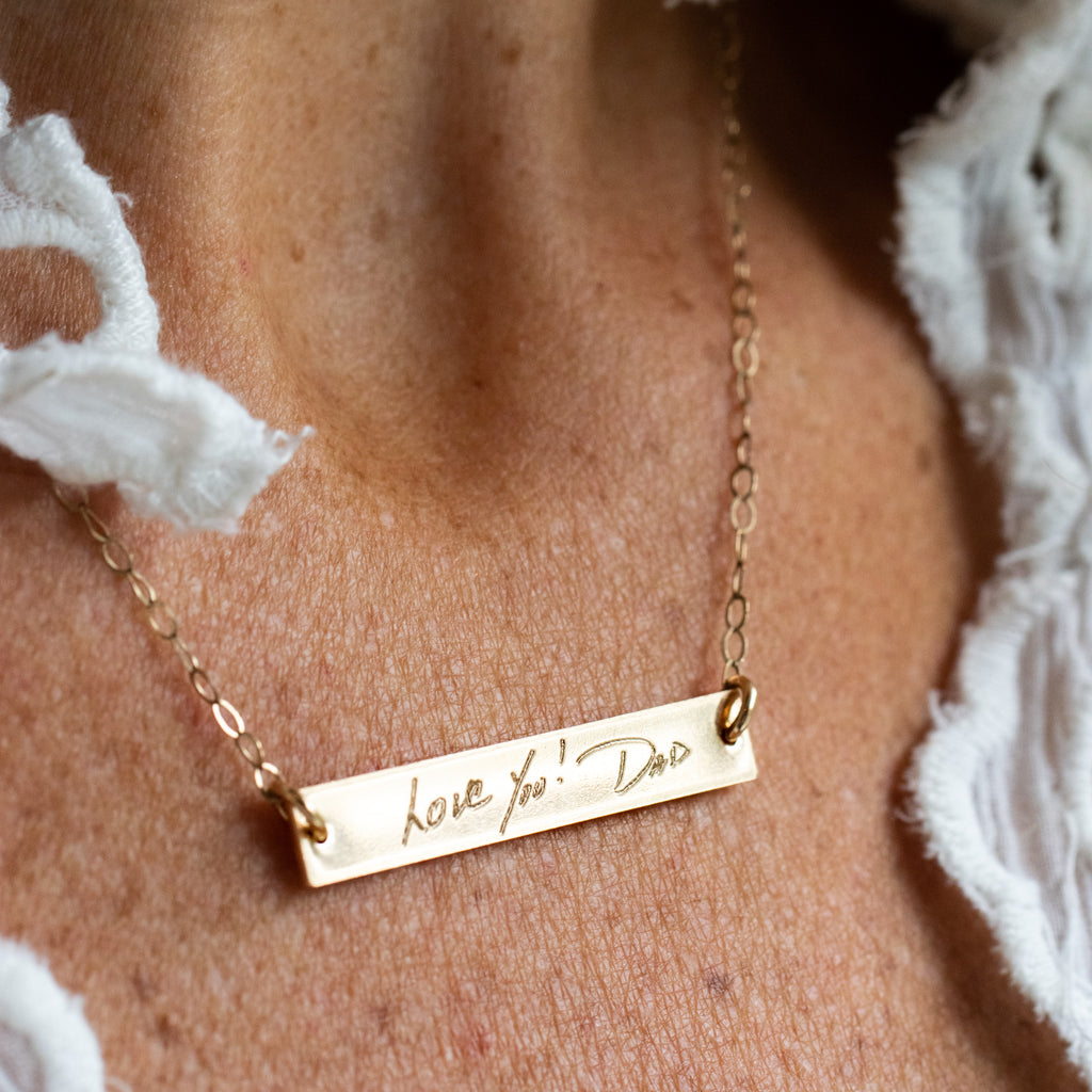 Custom Engraved Handwriting Necklace | laurelbox Gold